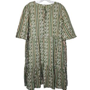 {Mata Traders} Boho Adelaide Tiered Mini Dress Geo Print Pockets Size XL